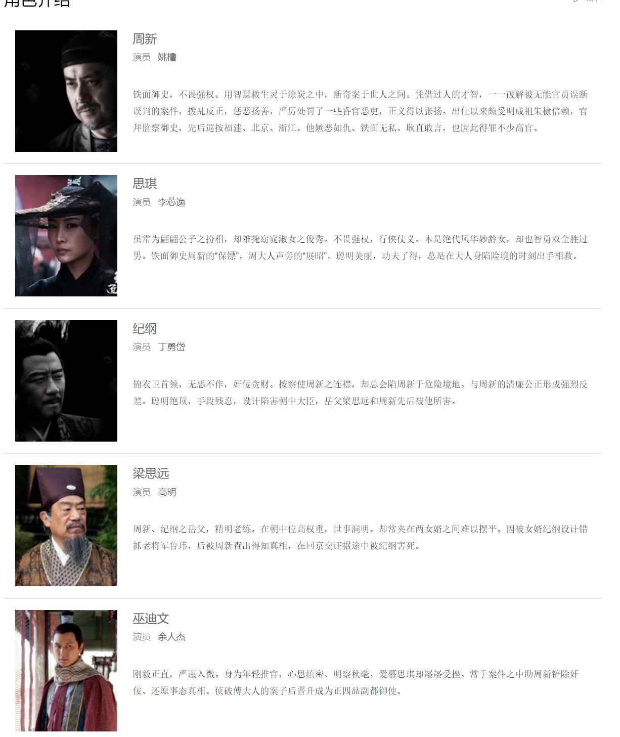 铁面御史演员表,铁面御史演员表——一部历史剧的角色解读